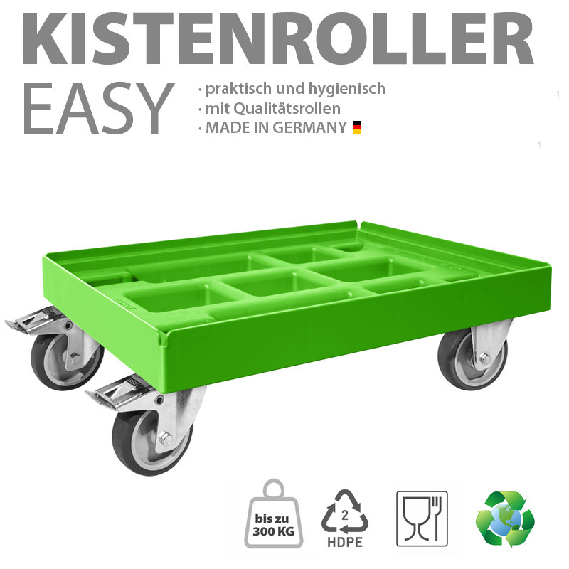 KISTENROLLER EASY 600x400 RAL 6018 grün